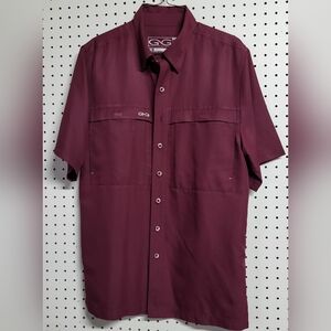 Game Guard Shirt Adult Small Marroon Button Up Vented Outdoor Fishing  Mens
